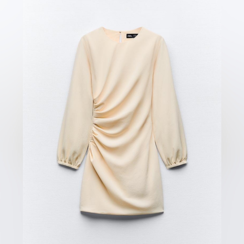 ZARA SIDE RUCHED MINI DRESS - Picture 3 of 6